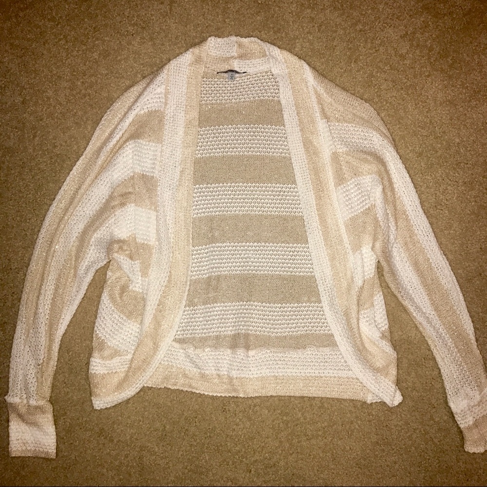 Gold and white striped cardigan